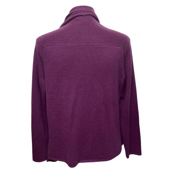 Lord & Taylor 100% Cashmere Purple Waterfall Shawl Cardigan Sz L Petite - Picture 3 of 10